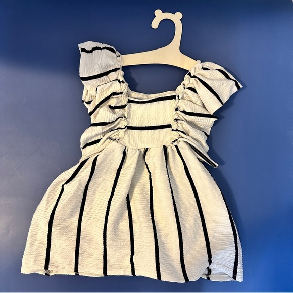 [KID] ZARA Ruffle Knit Dress 18–24M Black/White - Picture 4 of 8
